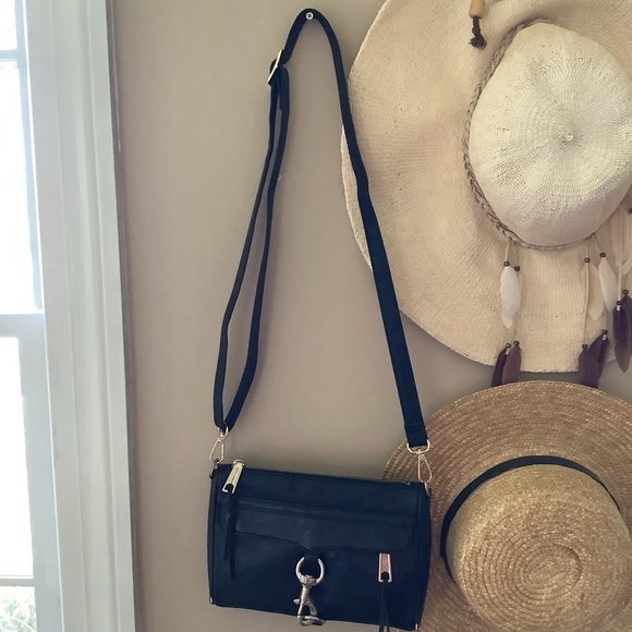 Rebecca Minkoff Mini Mac Crossbody Black Leather Purse Bag - Picture 2 of 11